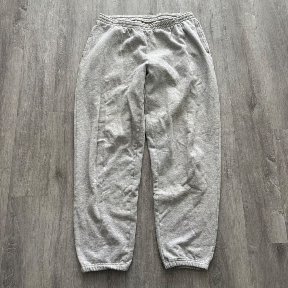 Vintage LL Bean Mens Heather Gray Fleece Lined Jogger Sweatpants Elastic Size